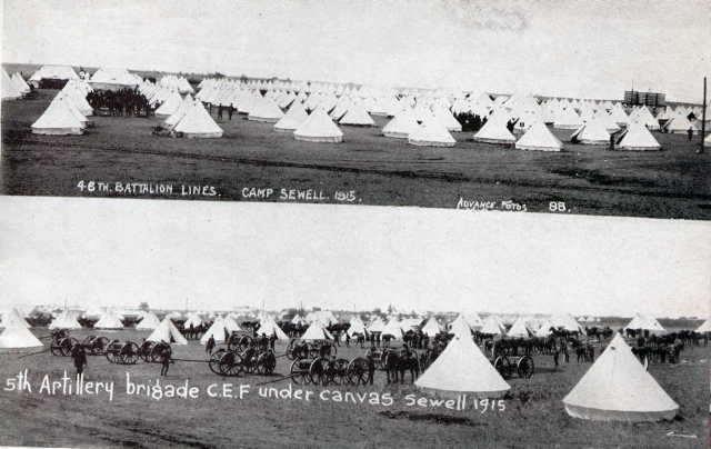 46th Battalion lines / 5th Artillery brigade CEF under canvas Sewell 1915