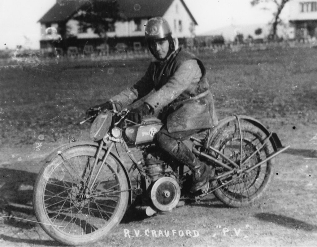 Roy posing with his 1924 TT entry